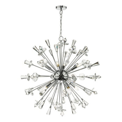 DAR Exo0850 8 Light Pendant Polished Chrome Crystal from B&Q
