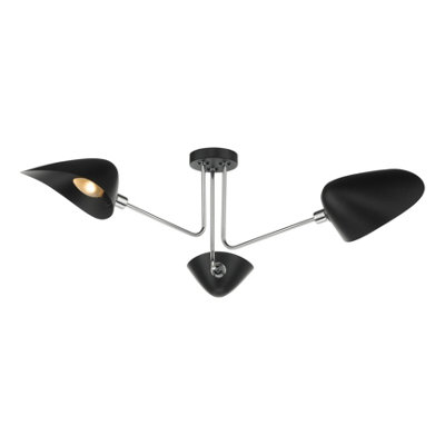 DAR Sebastian 3 Light Semi Flush Matt Black Polished Chrome from B&Q
