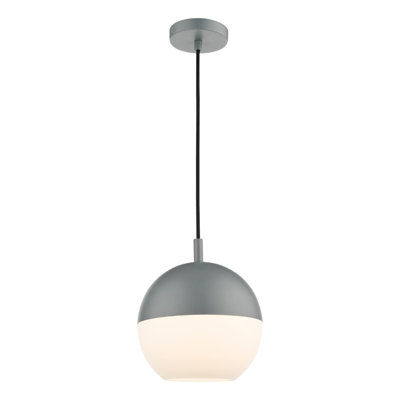The Lighting Studio Andre Single Pendant Matt Grey And Opal Glass from B&Q