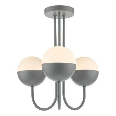 The Lighting Studio Andre 3 Light Semi Flush Grey Opal Glass from B&Q
