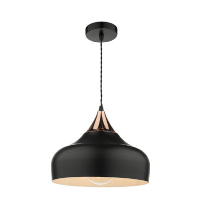 DAR Gaucho 1 Light Single Pendant Black And Copper from B&Q