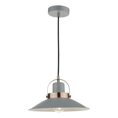 DAR Liden 1 Light Single Pendant Graphite Copper from B&Q