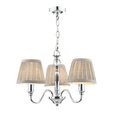 DAR Laura Ashley Ellis 3Lt Pendant Polished Chrome With Shades from B&Q