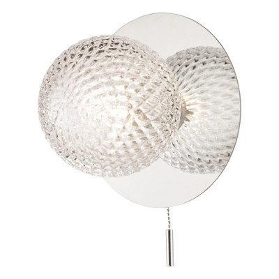 DAR Laura Ashley Prague Bathroom Wall Light Glass Polished Chrome Ip44 from B&Q