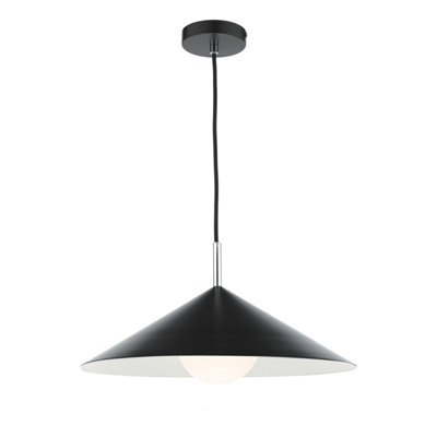 B&Q -  Apex 1 Light Single Pendant Matt Black Polished Chrome