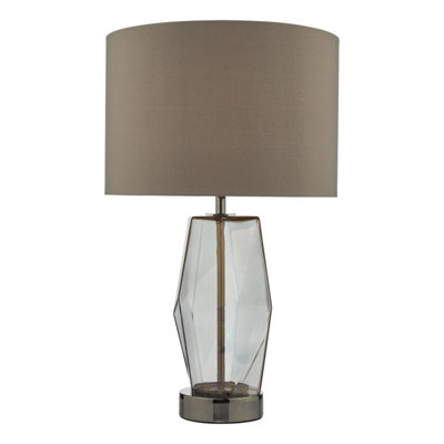 DAR Mubina Touch Table Lamp Black Chrome Smoked Glass With Shade from B&Q