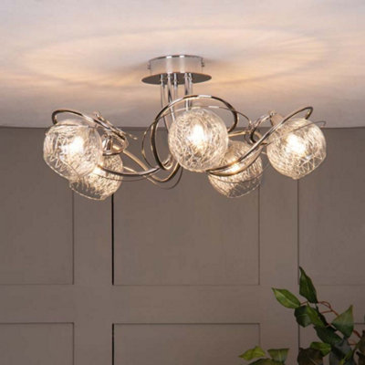 Pagazzi Ing Neso 5 Polished Chrome Semi Flush Light