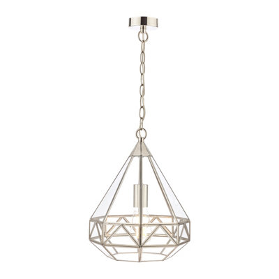 DAR Laura Ashley Zaria Pendant Polished Silver Glass from B&Q