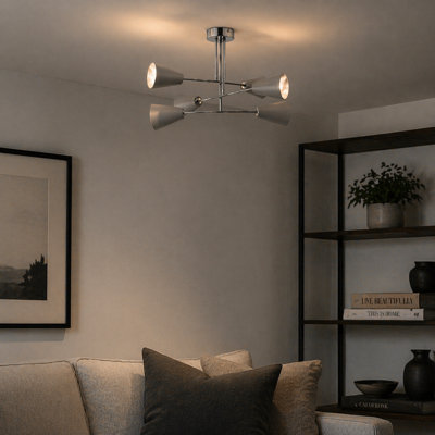 Pagazzi Lighting Pagazzi Oden 6 Light Grey Semi-Flush Ceiling Light from B&Q