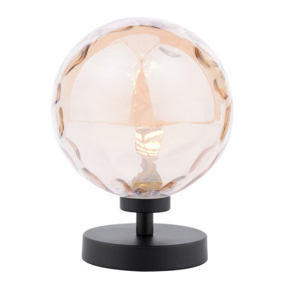 The Lighting Studio Esben Touch Table Lamp Matt Black With Amber Dimpled Glass from B&Q