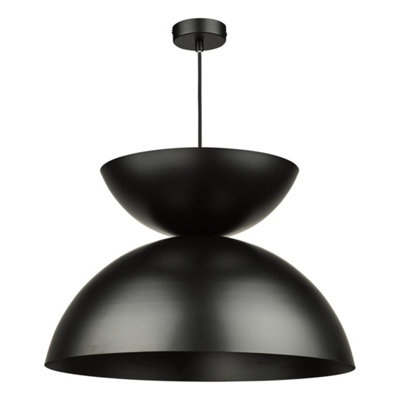 DAR Riya Large One Light Pendant Matt Black from B&Q
