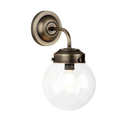 DAR Fairfax Wall Light Antique Brass And Glass from B&Q