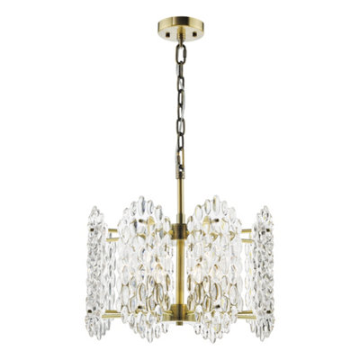 DAR Porthos 8 Light Pendant Antique Brass And Glass from B&Q