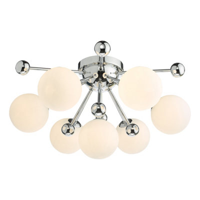 DAR Ursa 7 Light Flush Polished Chrome And Opal Glass from B&Q