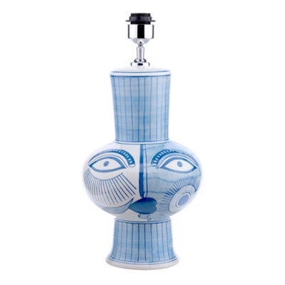 DAR Picasso Large Ceramic Table Lamp Blue & White Face Print Base Only from B&Q