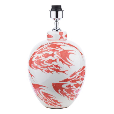 DAR Simone Ceramic Table Lamp Coral & White Fish Pattern Base Only from B&Q