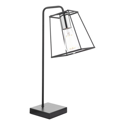 DAR Tower Table Lamp Matt Black And Polished Chrome from B&Q