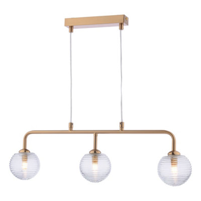 The Lighting Studio Feya 3 Light Bar Pendant Antique Bronze With Ribbed Glass from B&Q