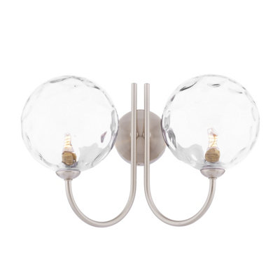 The Lighting Studio Jared 2 Light Wall Light Satin Nickel With Clear Dimpled Glass from B&Q