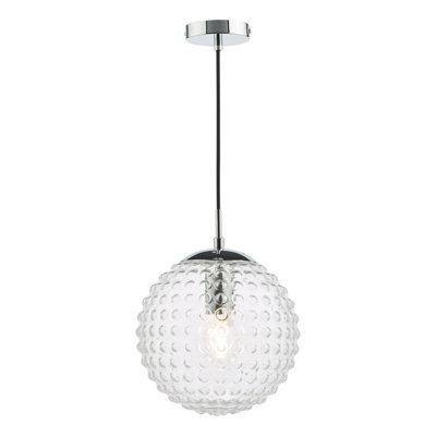The Lighting Studio Hobnail Pendant Polished Chrome & Clear Glass from B&Q