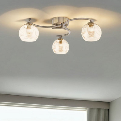Pagazzi Lighting Pagazzi Kaitlin 3-Light Antique Brass Semi-Flush Ceiling Light from B&Q