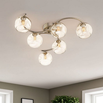 Pagazzi Lighting Pagazzi Kaitlin 6-Light Antique Brass Semi-Flush Ceiling Light from B&Q