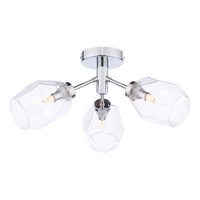Pagazzi Lighting Pagazzi Leonie 3-Light Polished Chrome Semi-Flush Ceiling Light from B&Q