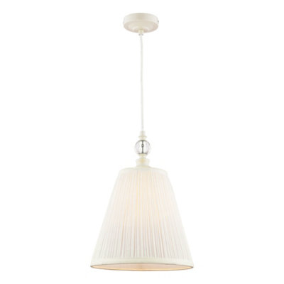 DAR Laura Ashley Ellis Pendant Satin Cream And Crystal With Shade from B&Q