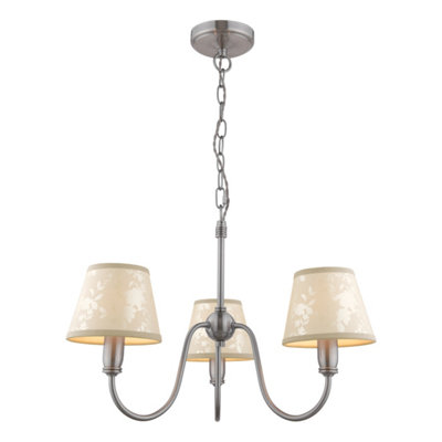 DAR Laura Ashley Westbourne 3 Light Armed Pendant Polished Pewter With Shade from B&Q