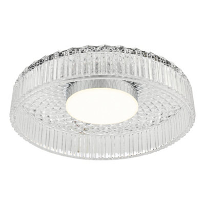DAR Leena Flush Polished Chrome And Ribbed Glass Led from B&Q