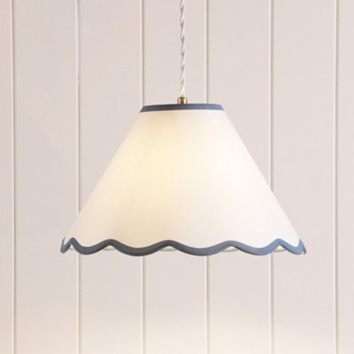 Laura Ashley Ivory & Blue Scalloped Edge Conical Lamp Shade (D)30Cm from B&Q