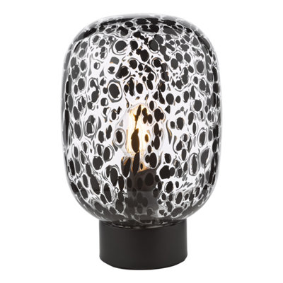 DAR Gethin Table Lamp Black And Black Confetti Glass from B&Q