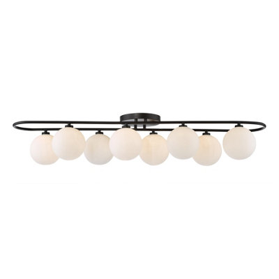 Luana 8 Light Semi-Flush Matt Black And Opal Glass from B&Q