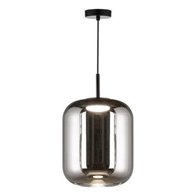 DAR Jurek Pendant Satin Black And Smoked Glass Led from B&Q