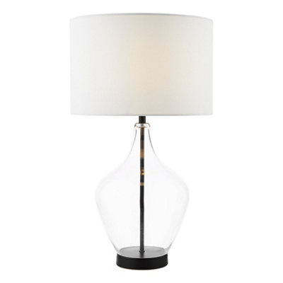 Drago Table Lamp Glass And Matt Black With Shade from B&Q