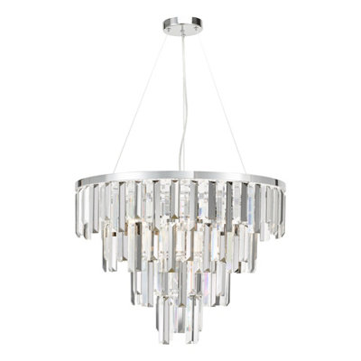 DAR Fuentes 5 Light Pendant Polished Chrome And Crystal from B&Q