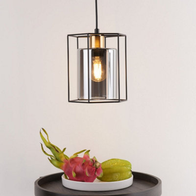 Pagazzi Lighting Pagazzi Sabrina 1 Light Black And Smoked Glass Pendant Ceiling Light from B&Q