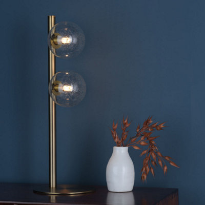 Pagazzi Lighting Pagazzi Ophelia 2-Light Warm Brass Table Lamp from B&Q