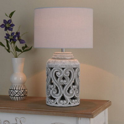 Pagazzi Lighting Pagazzi Blythe Grey Ceramic Table Lamp from B&Q