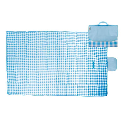 Blue Oxford Picnic Blanket Waterproof Gingham Summit from B&Q