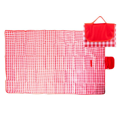 Red Oxford Picnic Blanket Waterproof Gingham Summit from B&Q