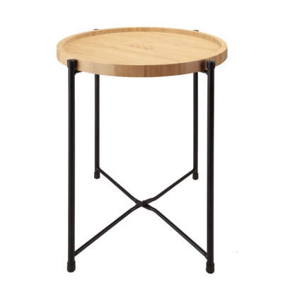  - Collapsible Bamboo Table / Tray Round Side Strong Frame