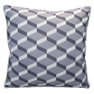 Grey Scatter Cushion Geo Design Piping Edge Soft Plump 45Cm X 45Cm Grey X 1 from B&Q