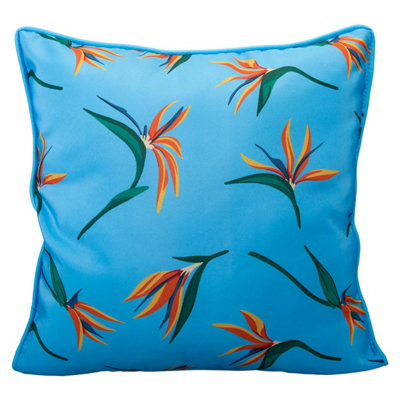 Scatter Cushion Birds Of Paradise Design Piping Edge Soft 45Cm X 45Cm Blue X 1 from B&Q