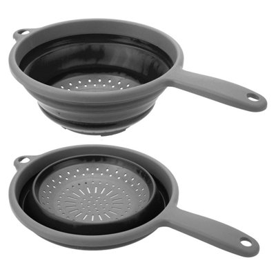  - Collapsible Colander Pop Up Collapse Easy Storage Grey