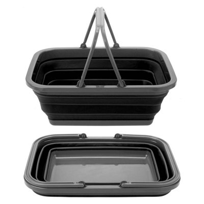  - Washing Bowl Basket Pop Up Collapsible Easy Storage Grey