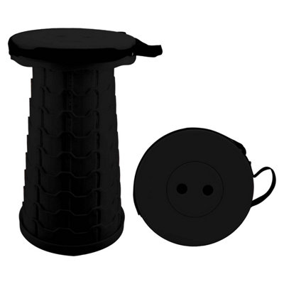  - Folding Stool With Carry Handle 9 Adjustable Heights Black