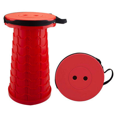  - Folding Stool With Carry Handle 9 Adjustable Heights Red