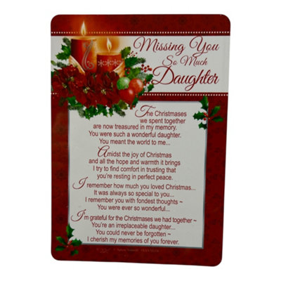 Missing You So Much Daughter Christmas Graveside Keepsake Card from B&Q