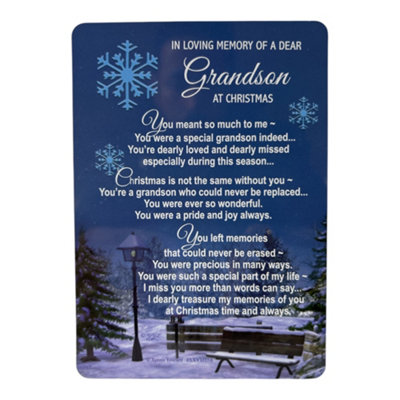 In Loving Memory Of A Dear Grandson Christmas Graveside Keepsake Card from B&Q
